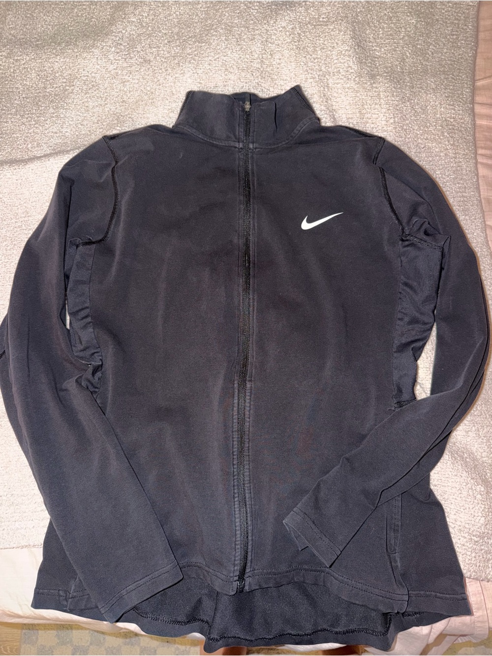 Nike Black Women's Full-Zip Bomber Jacket with White Swoosh